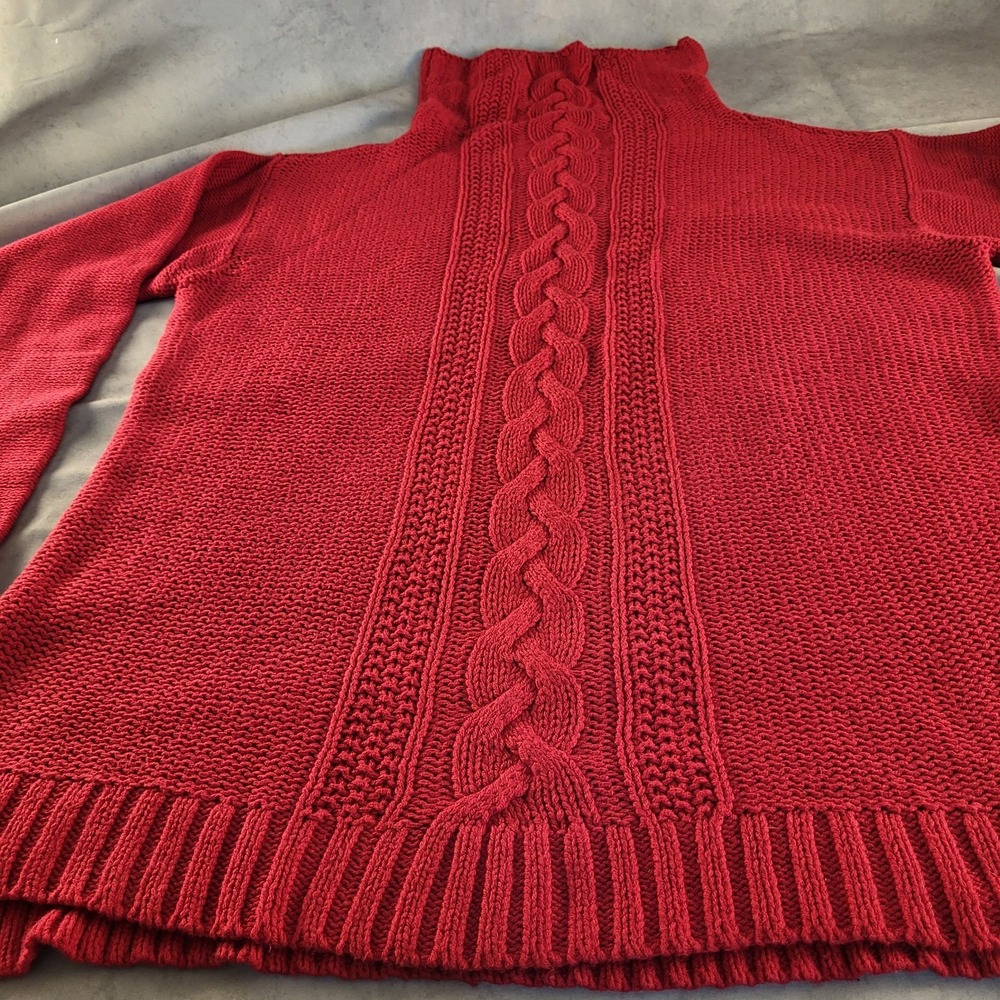 Chaps Women's XL Red Cable Knit Turtleneck Longsleeve Sweater